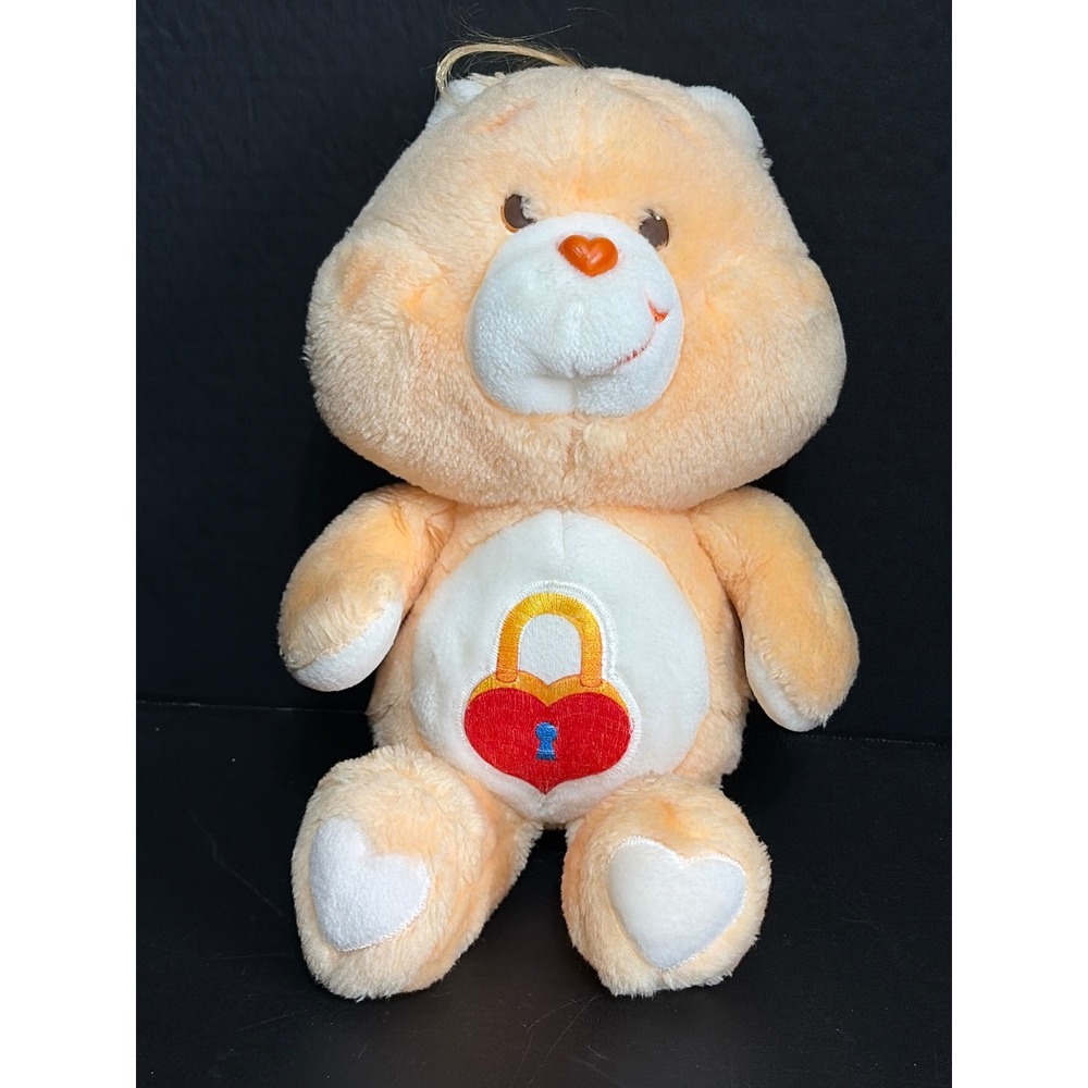 Vtg 1985 Care Bears Talking Secret Bear 13" Plush Pull String Works Heart Lock